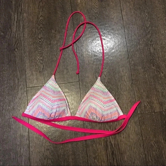 Victorias Secret PINK Multicolor Dot Design Triangle Bikini Top Size Medium - Picture 3 of 5